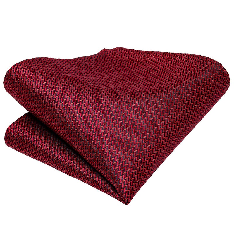 Dubulle Mens Paisley Floral Silk Tie for Men Black Red Striped Necktie and Pocket Square Cufflinks Set Wedding Business - Image 3